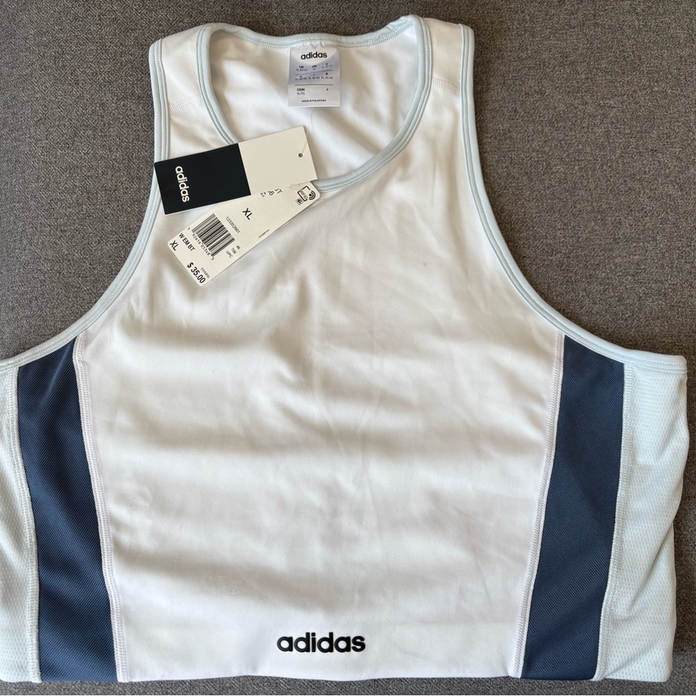 Adidas White and Black Athletic Tank